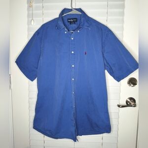 Ralph Lauren Men's Shirt Size M Navy Blue Short Sleeve Blake Cotton Button-Down